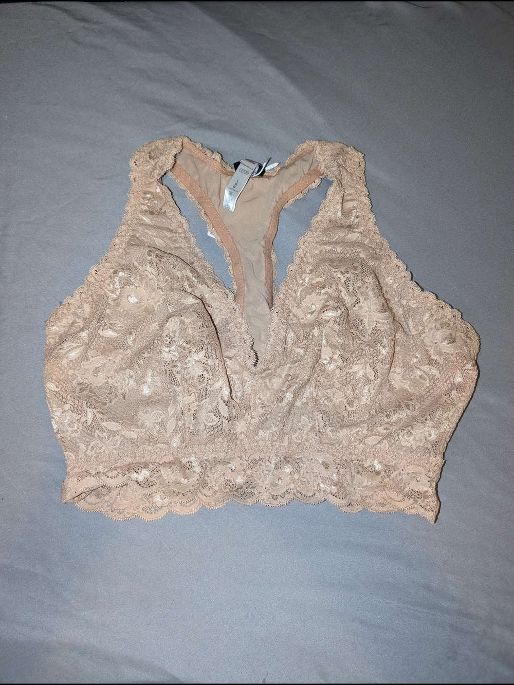 Cosabella Women's Lace Bralette Curvy Racie Racer Back Beige Tan Large New NWT